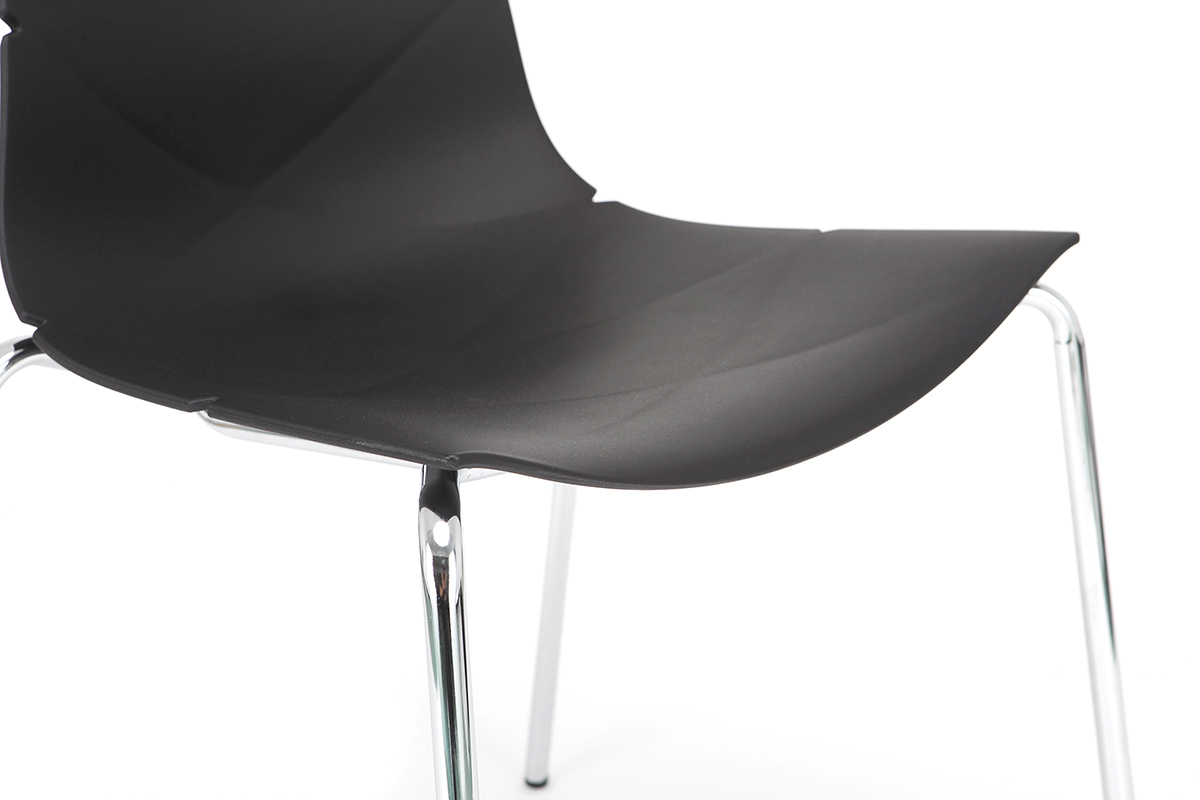 Design-Sthle Schwarz stapelbar mit grafischem Motiv und Metallbeinen ? 2er-Set GUSTO