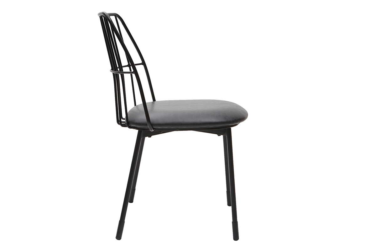 Design-St�hle schwarzes Metall mit Kissen (2er-Set) GRID