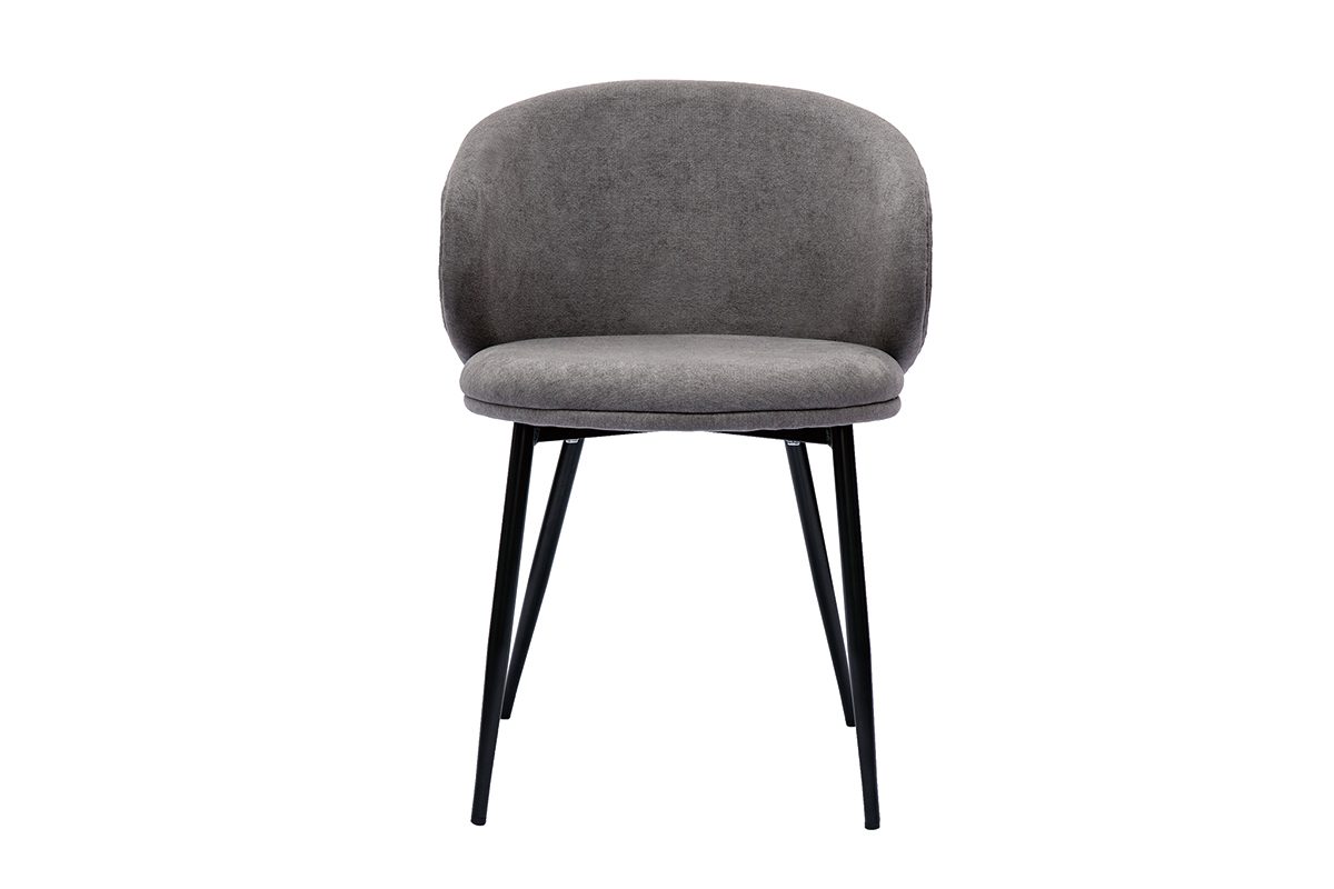 Design-Sthle Stoff mit Samteffekt in Grau und schwarze Metallfe (2er-Set) ROSALIE