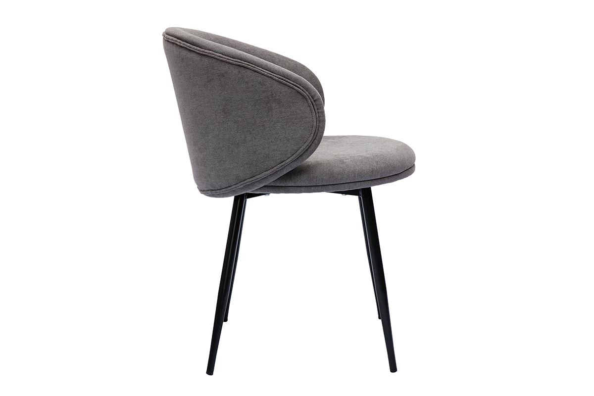 Design-Sthle Stoff mit Samteffekt in Grau und schwarze Metallfe (2er-Set) ROSALIE