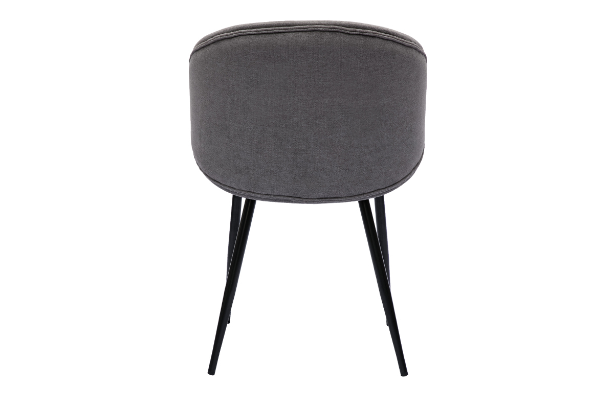 Design-Sthle Stoff mit Samteffekt in Grau und schwarze Metallfe (2er-Set) ROSALIE