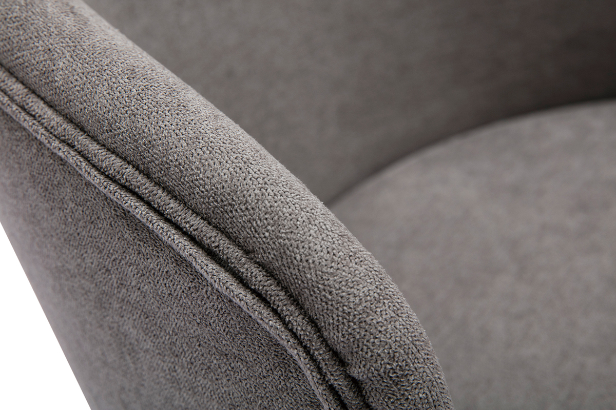 Design-Sthle Stoff mit Samteffekt in Grau und schwarze Metallfe (2er-Set) ROSALIE