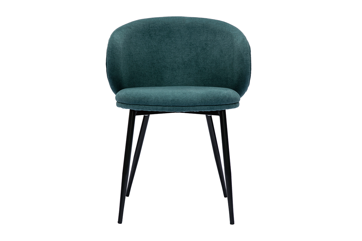Design-Sthle Stoff mit Samteffekt in Petrolblau und schwarze Metallfe (2er-Set) ROSALIE