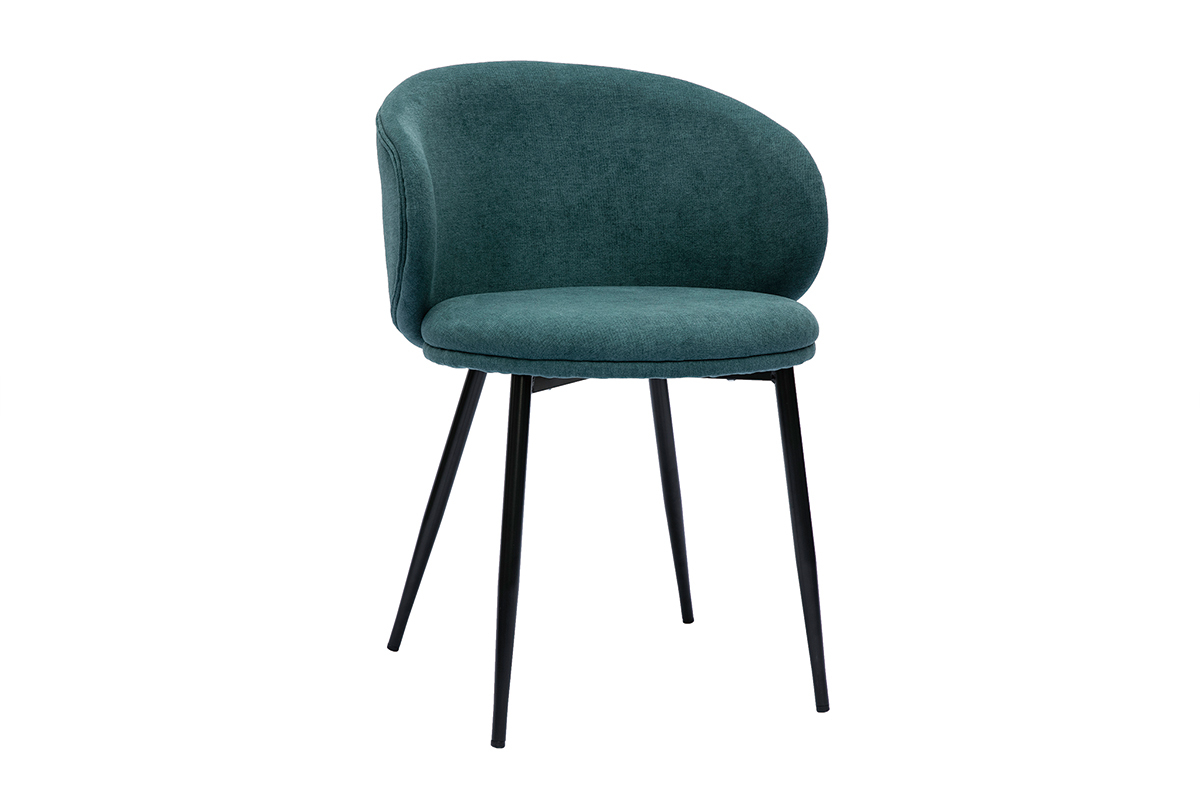 Design-Sthle Stoff mit Samteffekt in Petrolblau und schwarze Metallfe (2er-Set) ROSALIE