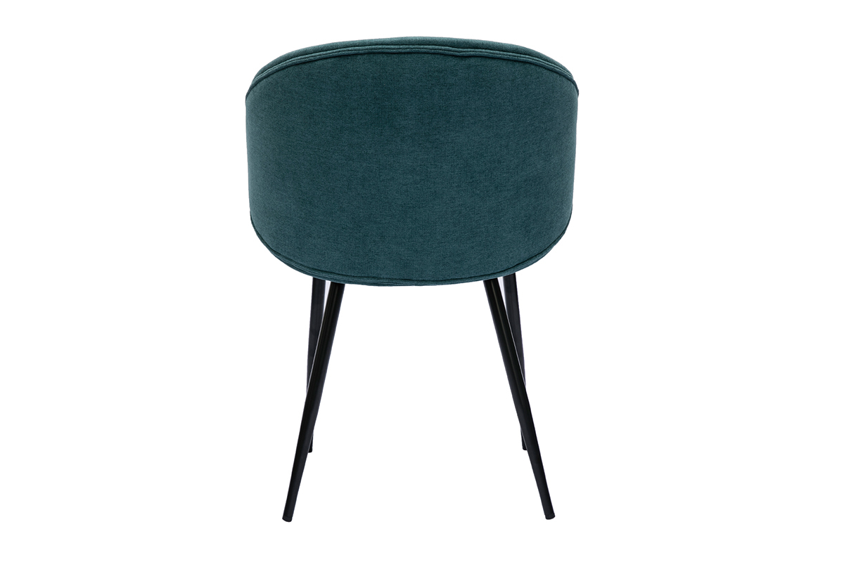 Design-Sthle Stoff mit Samteffekt in Petrolblau und schwarze Metallfe (2er-Set) ROSALIE