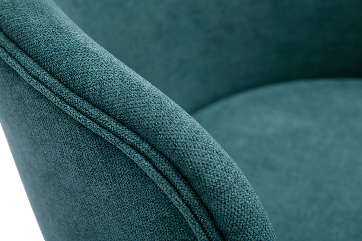 Design-Sthle Stoff mit Samteffekt in Petrolblau und schwarze Metallfe (2er-Set) ROSALIE