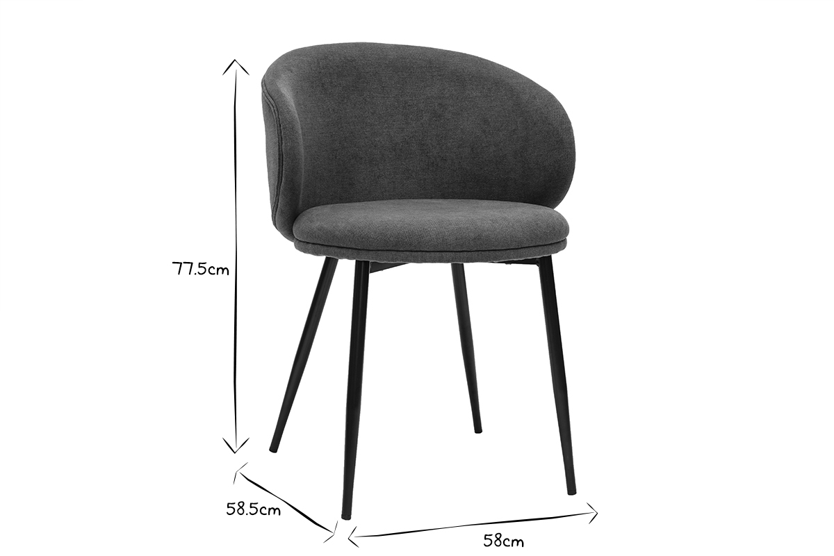 Design-Sthle Stoff mit Samteffekt in Petrolblau und schwarze Metallfe (2er-Set) ROSALIE