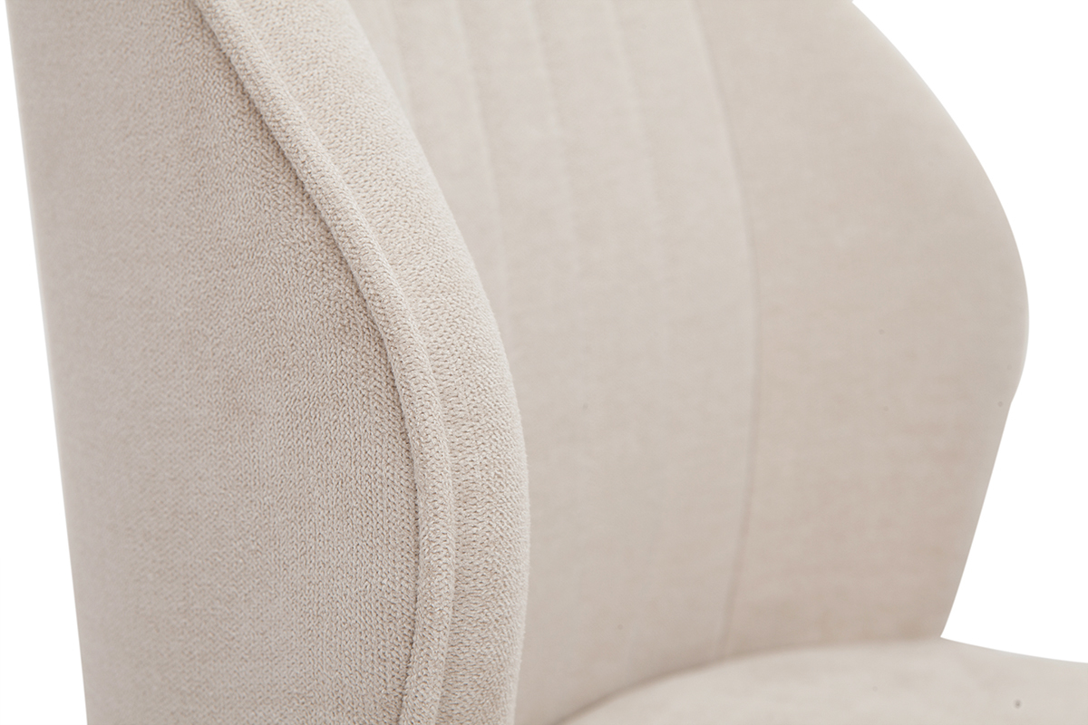 Design-Sthle Stoff mit strukturiertem Samteffekt in Beige und schwarze Metallfe (2er-Set) FANETTE