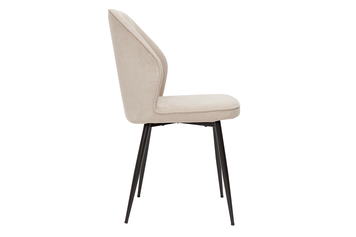 Design-Sthle Stoff mit strukturiertem Samteffekt in Beige und schwarze Metallfe (2er-Set) FANETTE