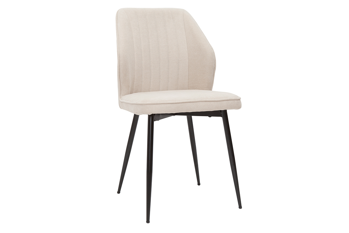 Design-Sthle Stoff mit strukturiertem Samteffekt in Beige und schwarze Metallfe (2er-Set) FANETTE