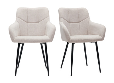 Design-Stühle Stoff mit strukturiertem Samteffekt in Beige und schwarze Metallfüße (2er-Set) MONTERO