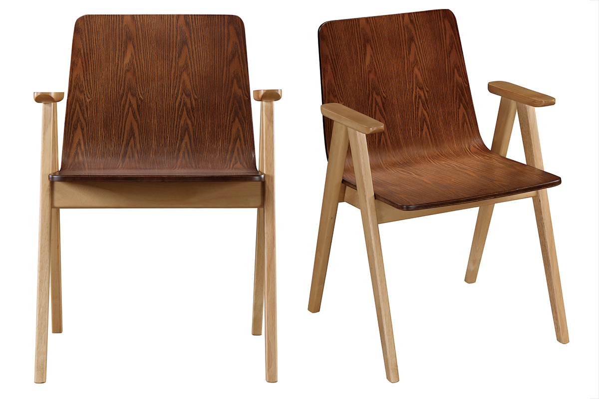 Design-St�hle Vintage-Look Eiche und Nussbaum 2er-Set DANA