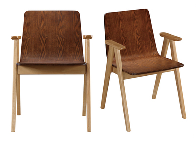 Design-St&uuml;hle Vintage-Look Eiche und Nussbaum 2er-Set DANA