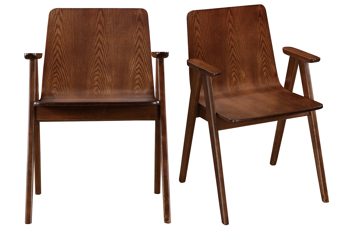 Design-St�hle Vintage-Look Nussbaum 2er-Set DANA