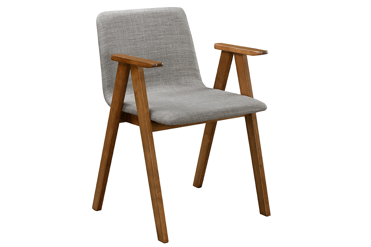 Design-Sthle Vintage-Look Nussbaum und grauer Stoff 2er-Set DANA