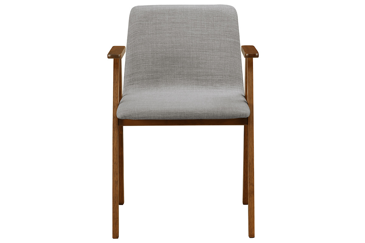 Design-Sthle Vintage-Look Nussbaum und grauer Stoff 2er-Set DANA