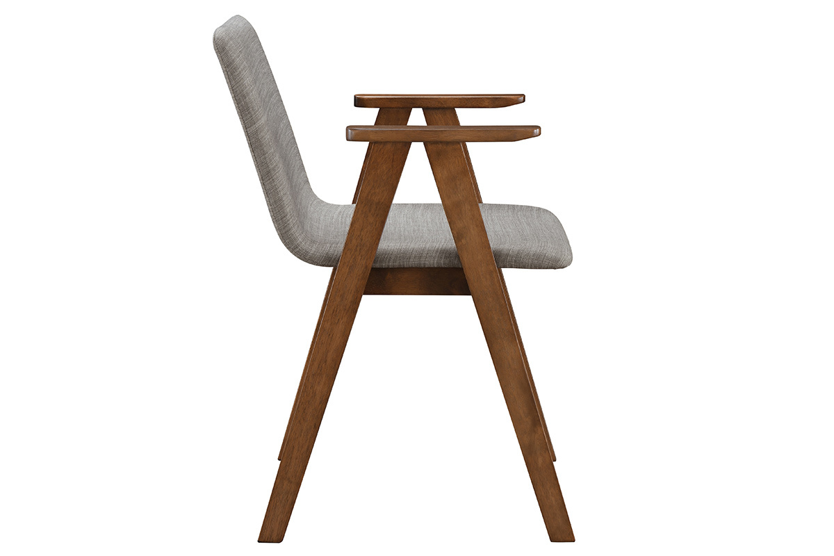 Design-Sthle Vintage-Look Nussbaum und grauer Stoff 2er-Set DANA