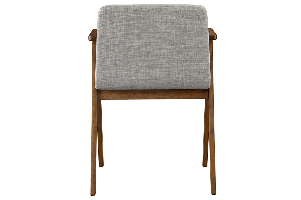 Design-Sthle Vintage-Look Nussbaum und grauer Stoff 2er-Set DANA