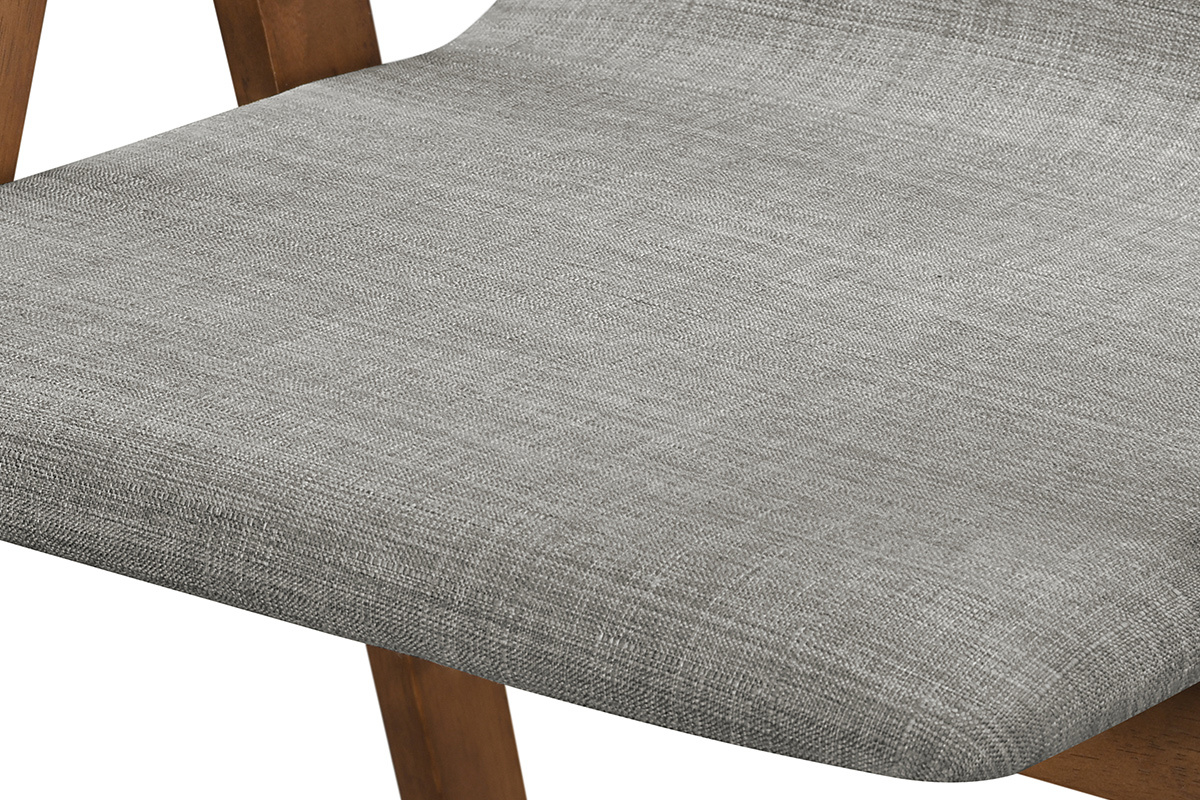 Design-Sthle Vintage-Look Nussbaum und grauer Stoff 2er-Set DANA