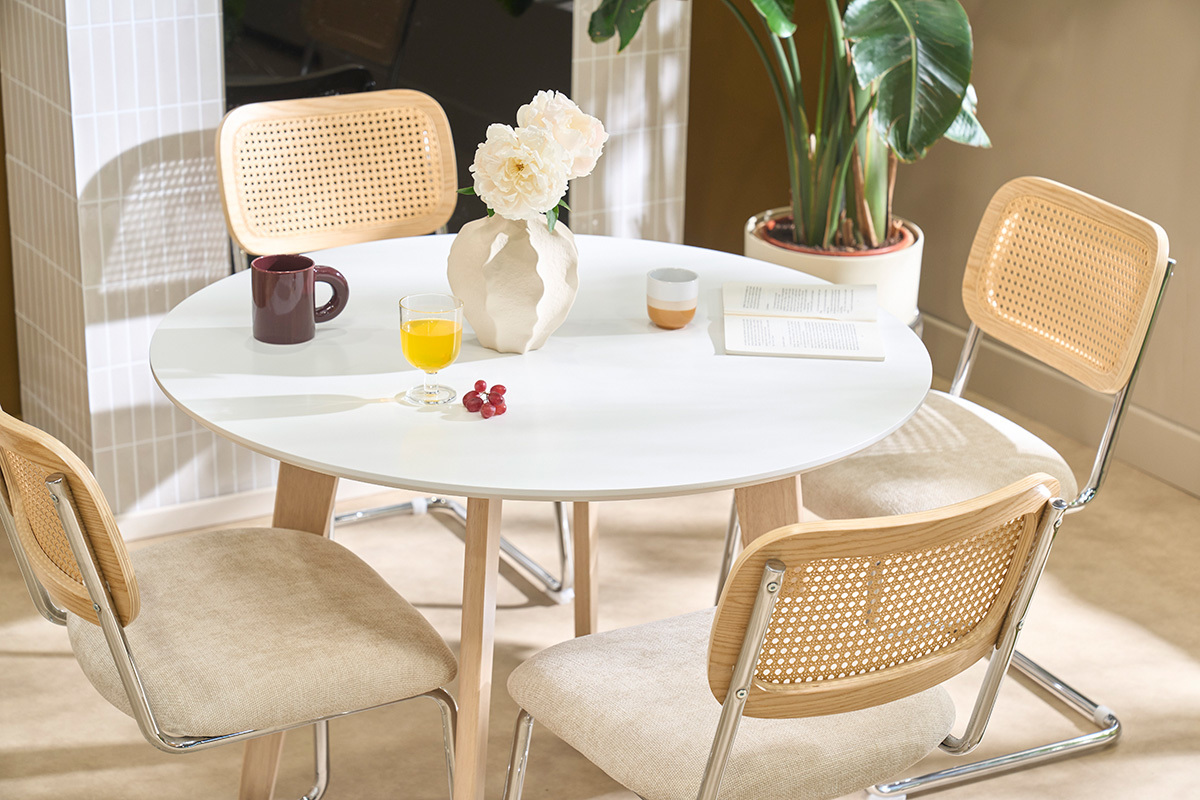 Design-Tisch LEENA Holz und Wei� D100