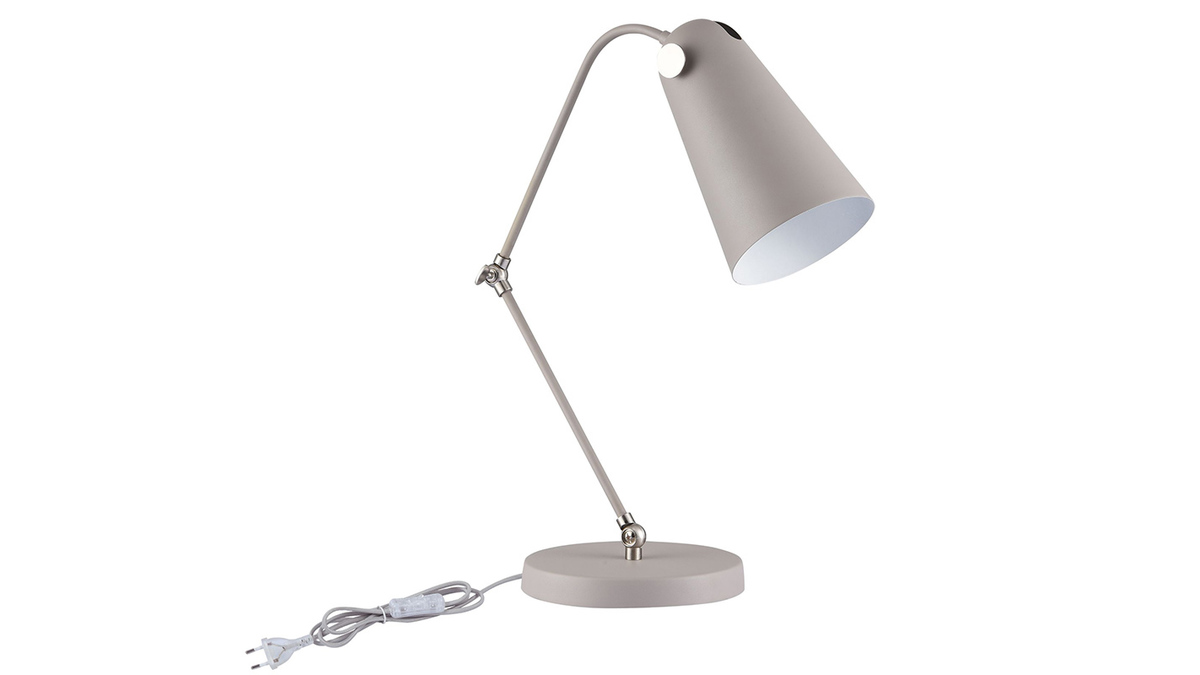 Design-Tischlampe aus Metall und matt-grauem Glas NOVARA