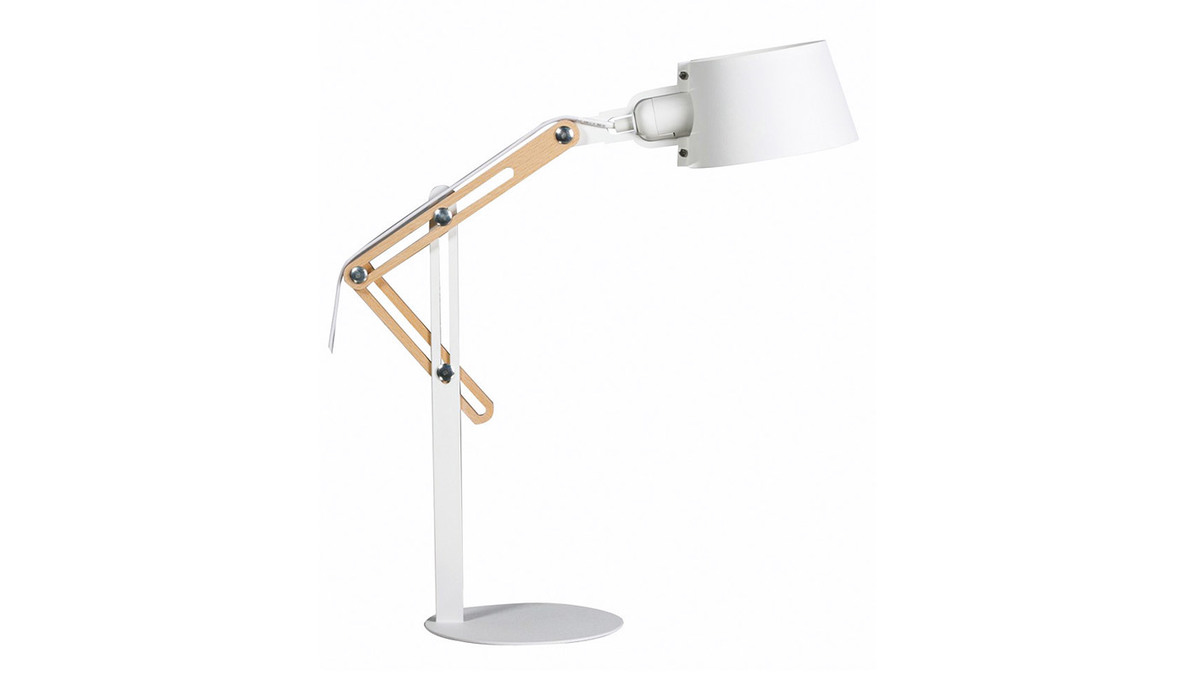 Design-Tischlampe BILLY aus weiem Metall