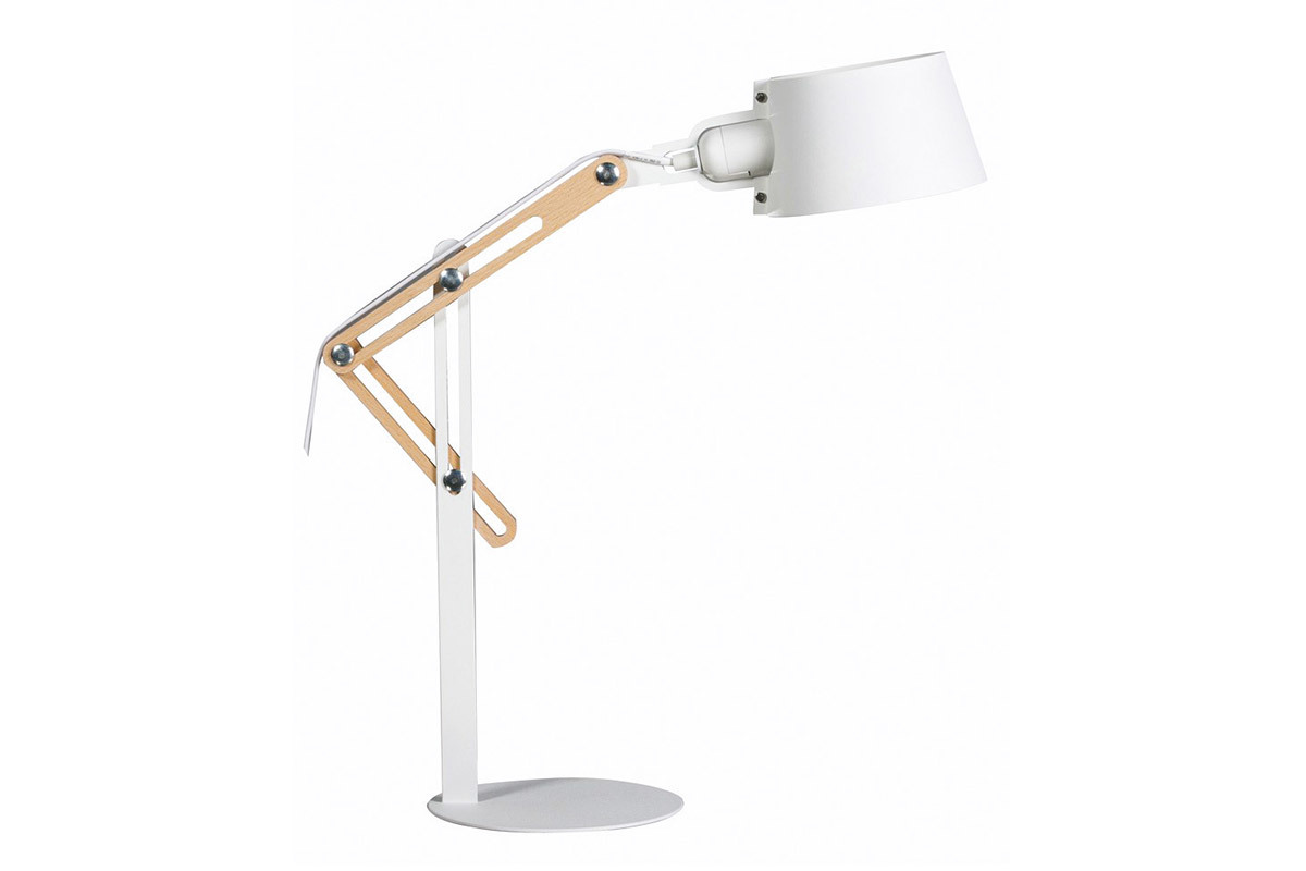 Design-Tischlampe BILLY aus weiem Metall