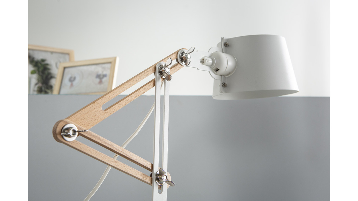 Design-Tischlampe BILLY aus weißem Metall