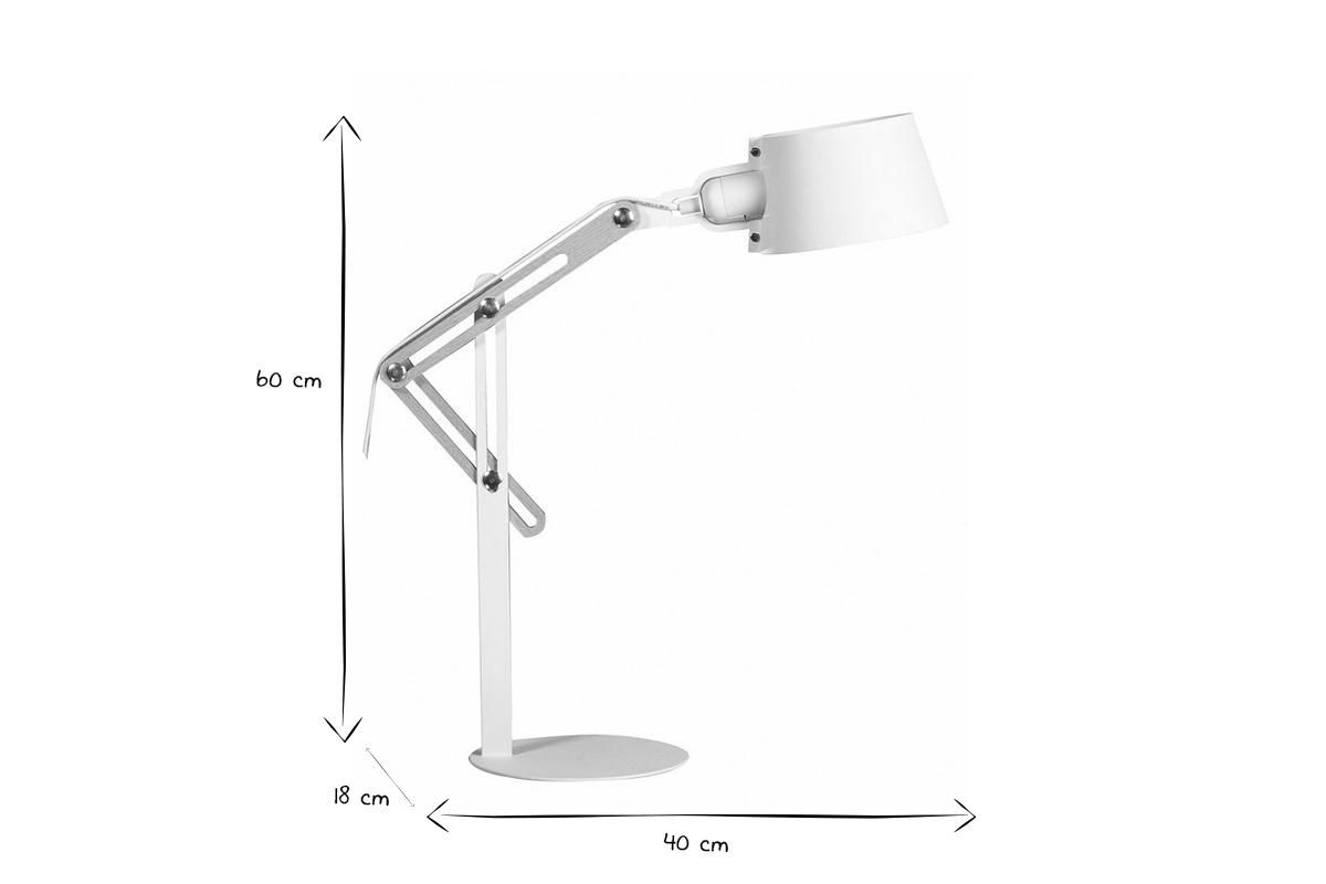 Design-Tischlampe BILLY aus weiem Metall