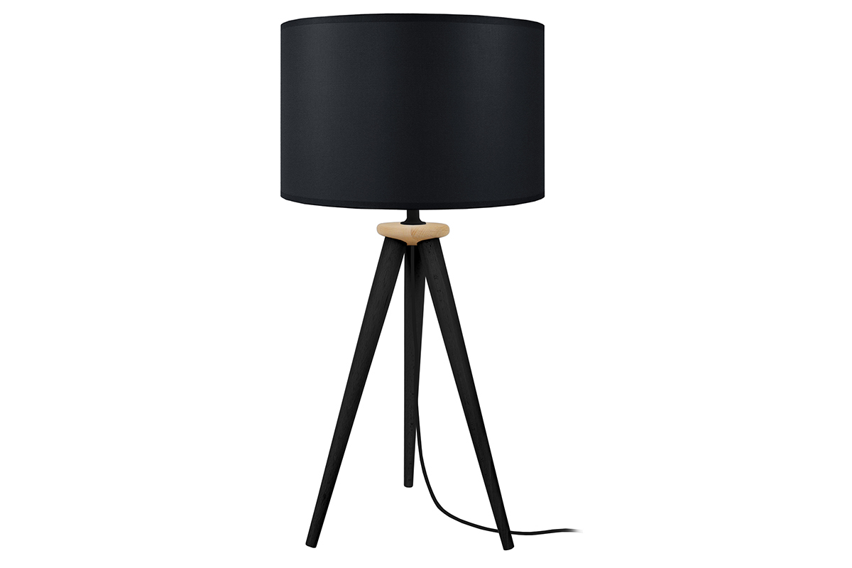 Design-Tischlampe Dreifu� Holz Schwarz TRIPOD