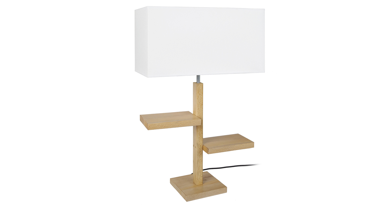 Design-Tischlampe Fu Ablagen und Holz STEP