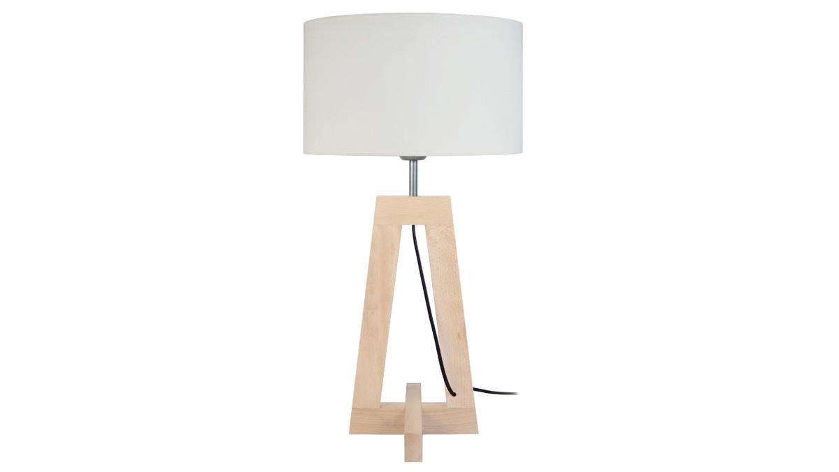 Design-Tischlampe Fu Holz Natur MANON