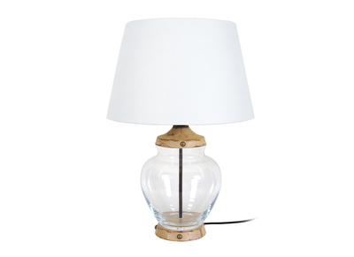 Design-Tischlampe Glas und Holz PUKKA