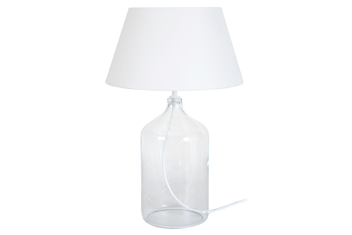 Design-Tischlampe Glas und Wei� TRAVEL