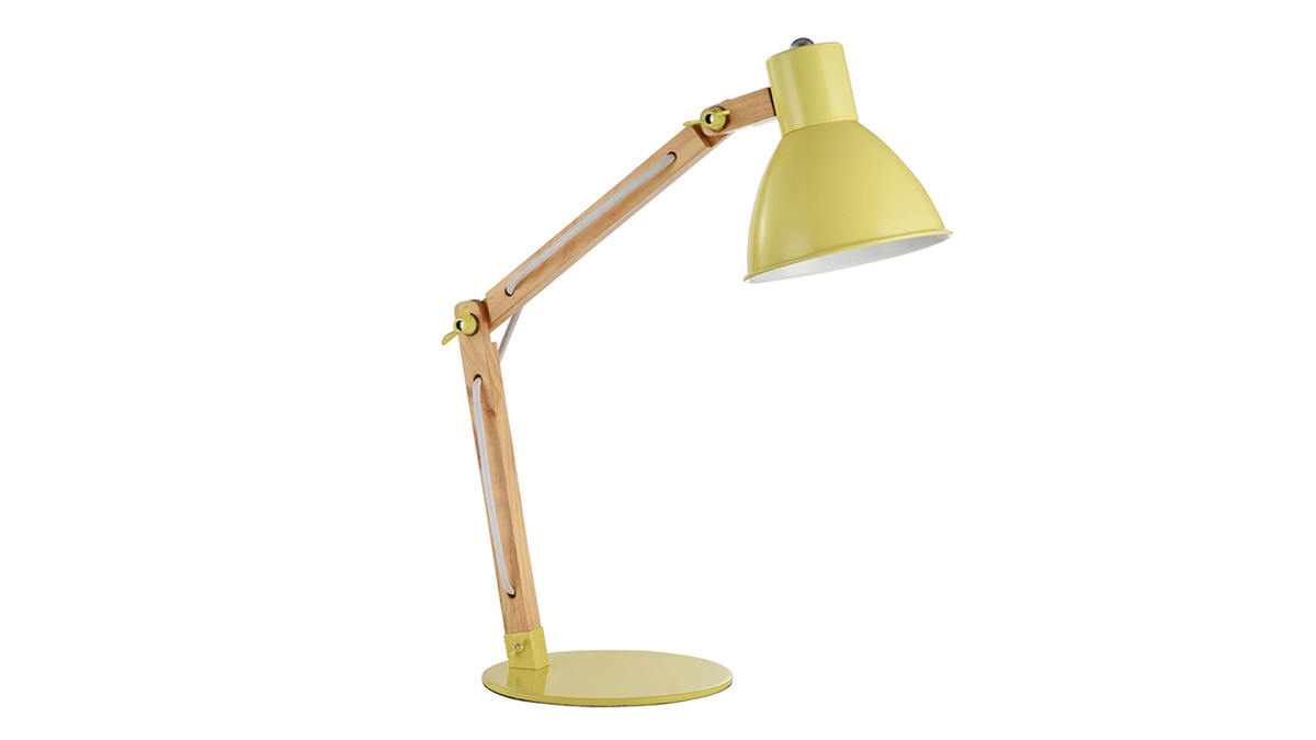 Design-Tischlampe Holz und Metall Gelb PIX