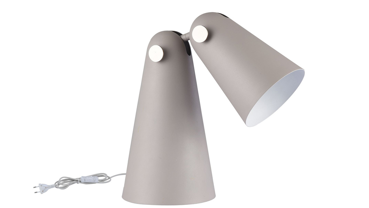 Design-Tischlampe konisch Metall und Lampenschirm aus grauem Glas NOVARA