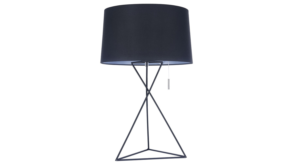 Design-Tischlampe mit Lampenfu aus Metall und Lampenschirm aus schwarzem Stoff GAUDI