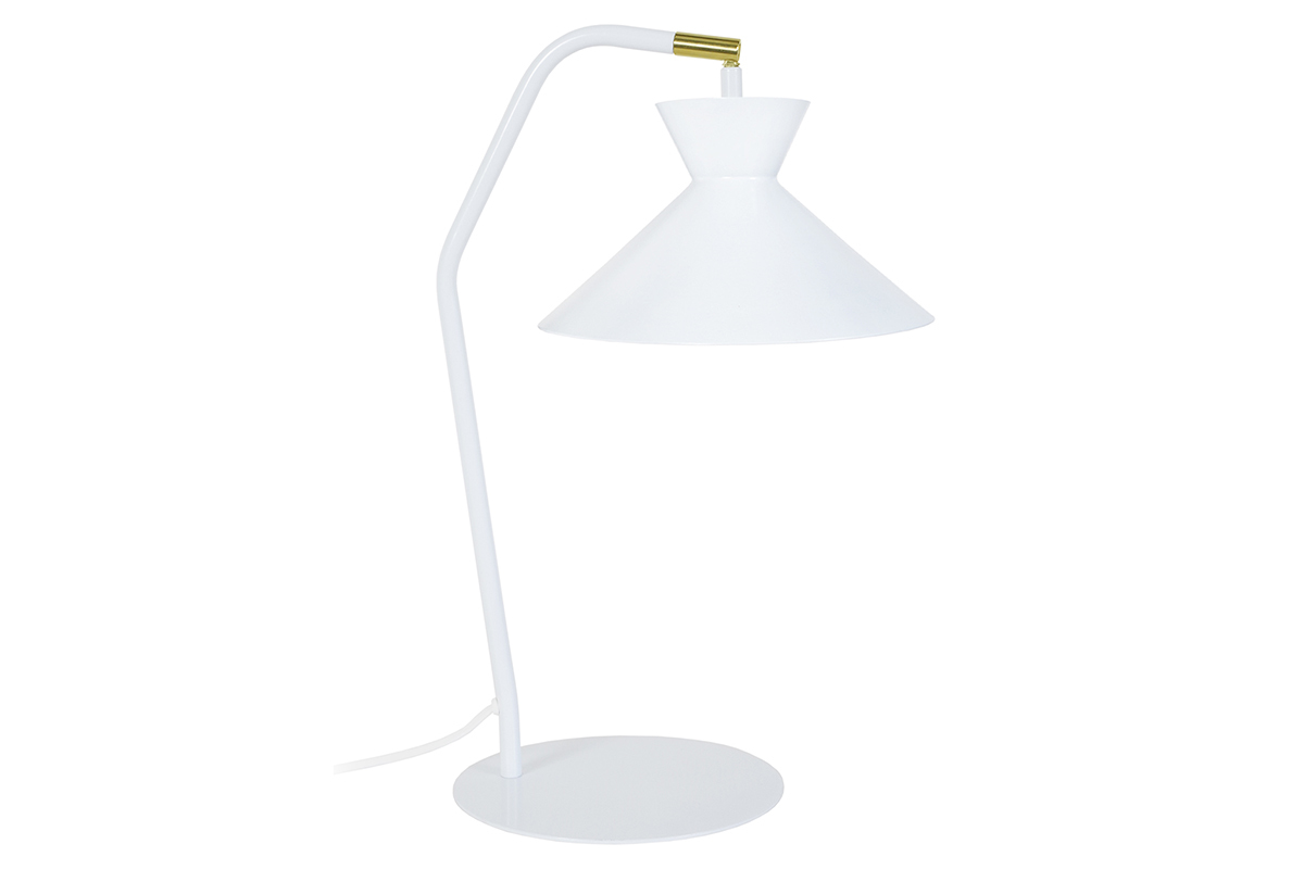 Design-Tischlampe Stahl Wei� LEEDS