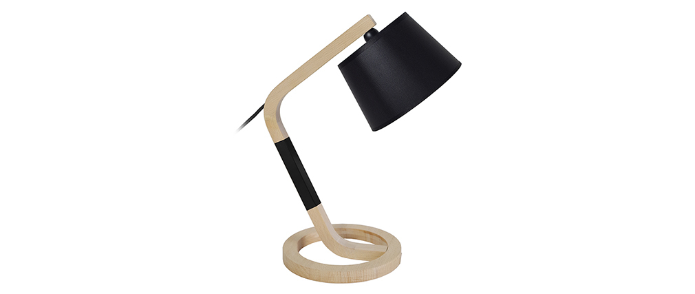 Design-Tischlampe Zirkelfuß Holz Schwarz TRIPOD