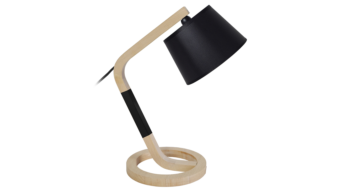 Design-Tischlampe Zirkelfuß Holz Schwarz TRIPOD
