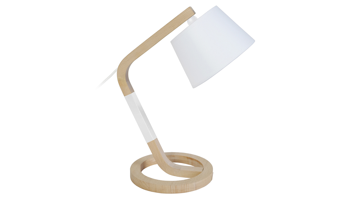 Design-Tischlampe Zirkelfuß Holz Weiß TRIPOD