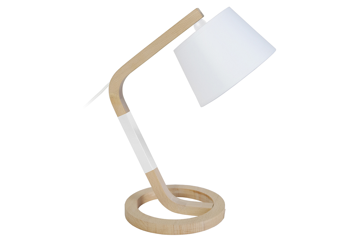 Design-Tischlampe Zirkelfu Holz Wei TRIPOD