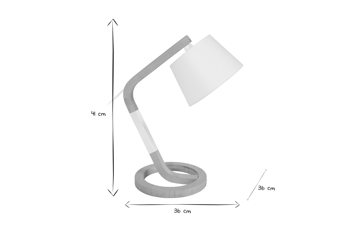 Design-Tischlampe Zirkelfu Holz Wei TRIPOD