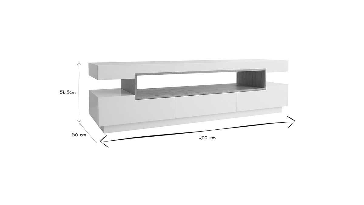 Design-TV-Möbel lackiert Weiß glänzend LIVO