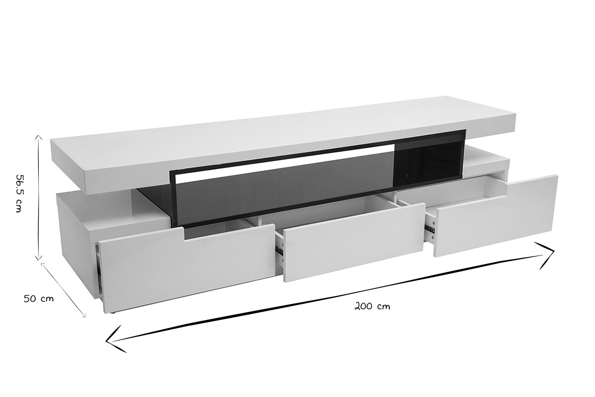 Design-TV-Mbel lackiert Wei glnzend LIVO