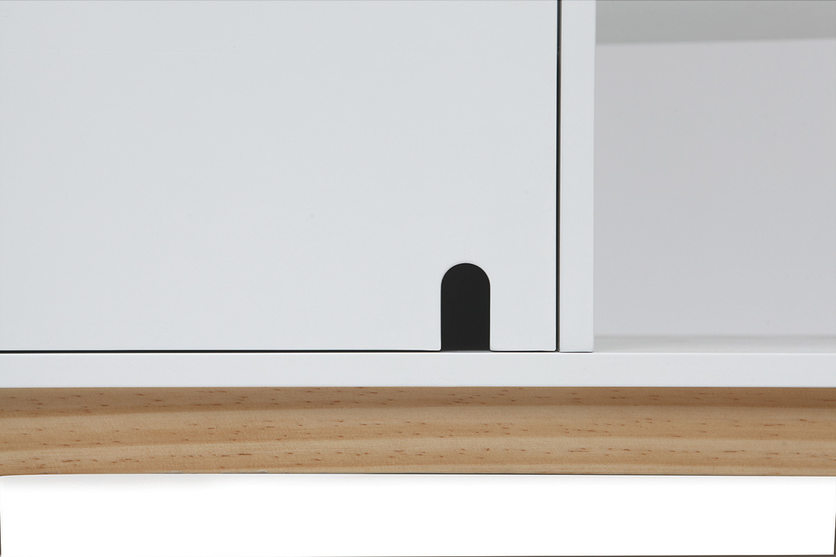 Design-TV-Mbel lackiert Wei matt und Holz SKAL