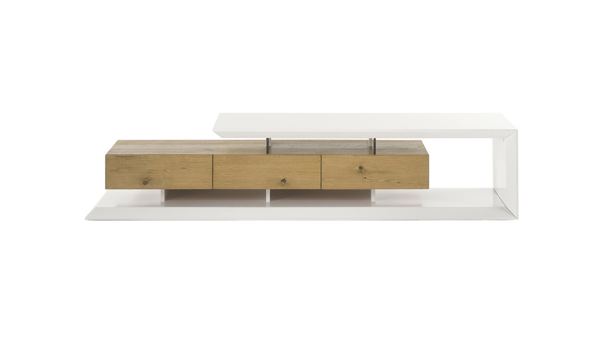 Design-TV-Möbel lackiert Weiß und Holz RITUEL