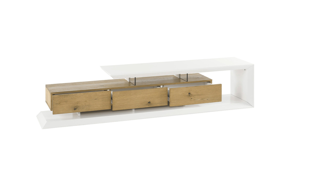 Design-TV-Möbel lackiert Weiß und Holz RITUEL