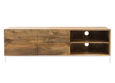 Design-TV-Möbel Mangoholz und Metall Weiß 145 cm BOHO