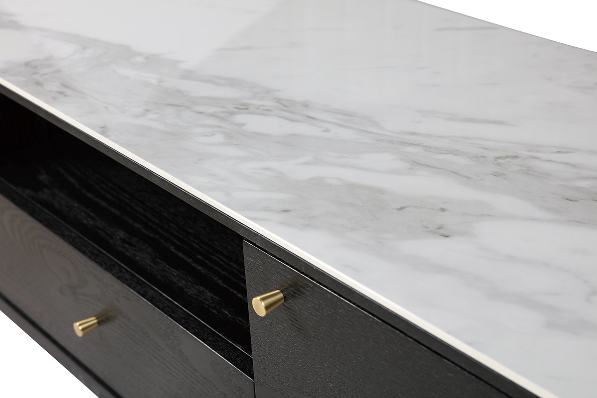 Design-TV-Mbel Marmoroptik und vergoldete Beine ALLURE